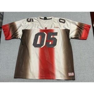 Vintage FUBU Jersey 05 White Red Gradient Mesh Football Shirt XXXL Hip Hop Y2K